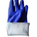 Blue Cold Resistant PVC Gloves with Sandy Finish Cotton Liner Gauntlet